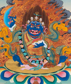 Traditional Tibetan Mahakala Art | Hand-Painted Mahakala Bernagchen Thangka