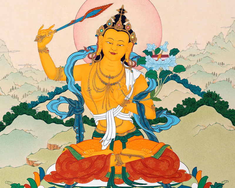 Manjushree | Bodhisattva Thangka | Traditionally Hand-painted Buddhist Art