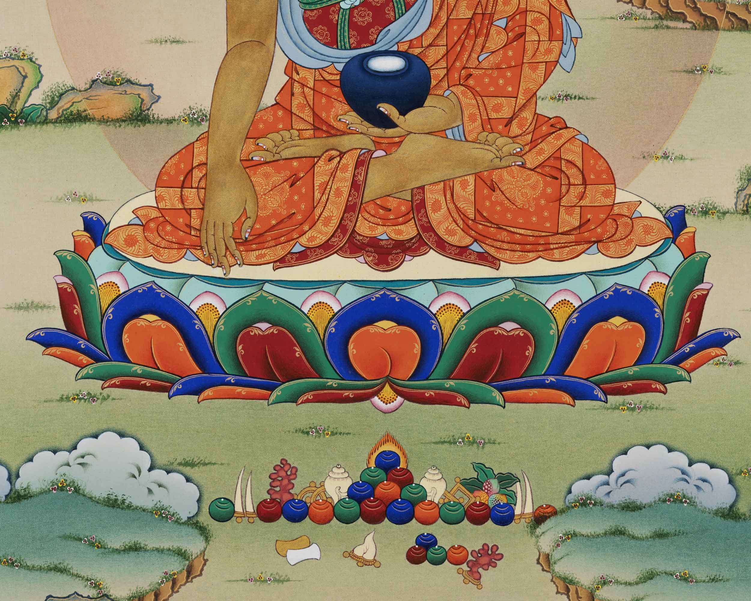 Seated Shakyamuni Buddha Thangka Print | Historical Buddha Tibetan Poster For Meditation