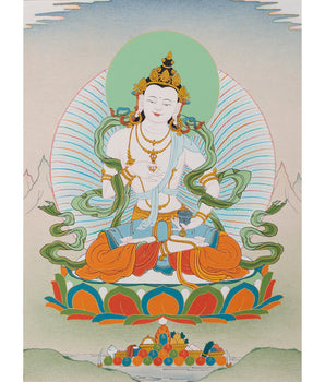 Vajrasattva Thangka | Tibetan Thangka Painting With Brocade