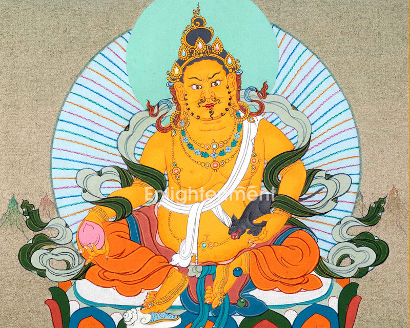 Dzambhala, The Deity of Wealth and Prosperity | Tibetan Buddhist Deity Thangka | Wall Decors