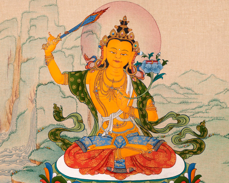 Manjushri Thangka | Traditional Bodhisattva Art