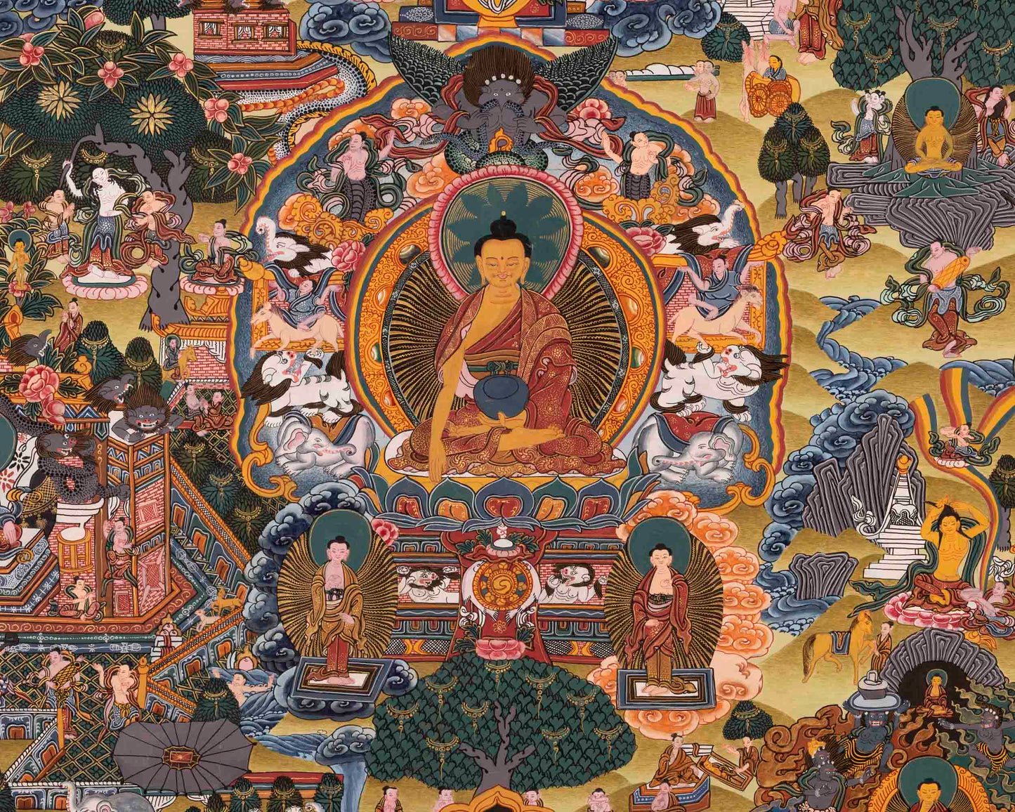 Buddha Life Story | Religious Buddhist Thangka | Wall Hanging Decors