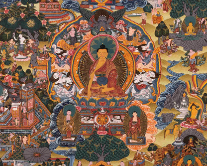 Buddha Life Story | Religious Buddhist Thangka | Wall Hanging Decors