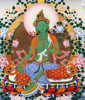 21 Tara Prayer Thangka of Mahasiddha Surya Gupta Tradition | Tibetan Hand Painted Art