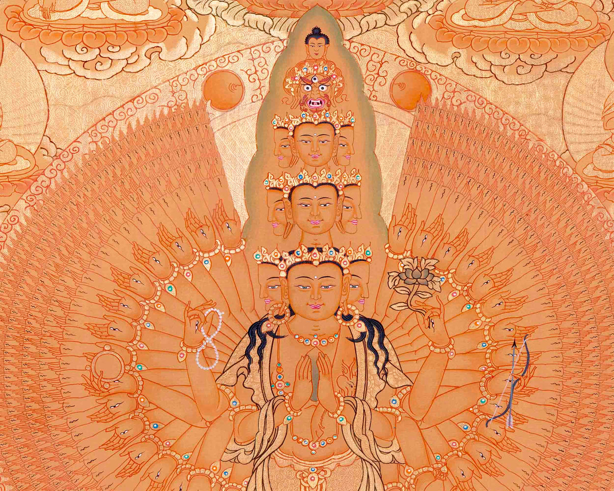 1000 Armed Avalokiteshvara Thangka Art | Tibetan Buddhist Painting