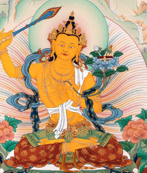 Bodhisattva Thangka | Manjushree With Chenrezig & Vajrapani
