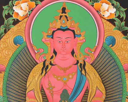 Red Amitayus Buddha | Buddhist Traditional Thangka | Gift For Buddhist