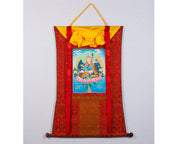 Guru Padmasambhava Thangka | Himalayan Art | Tibetan Painting (with Brocade)