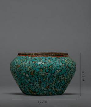 Turquoise Rice Bowl | Religious Buddhist Offering | Home Decor