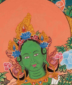Green Tara Thangka | Healing Female Deity | Religious Wall Decors