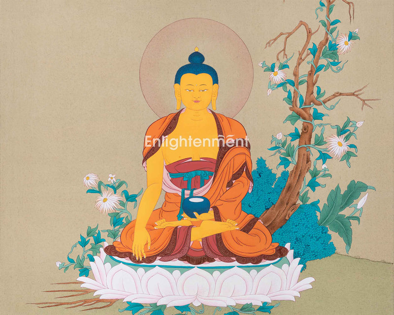 Traditional Buddha Shakyamuni Thangka | Buddha of Enlightenment| Traditional Wall Decor