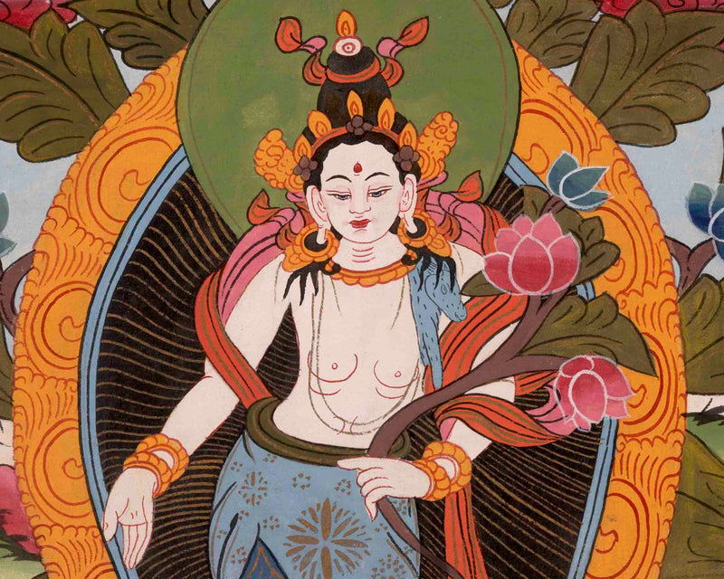 Padmapani Lokeshvara Thangka | Vintage Traditional Art | Wall Decors