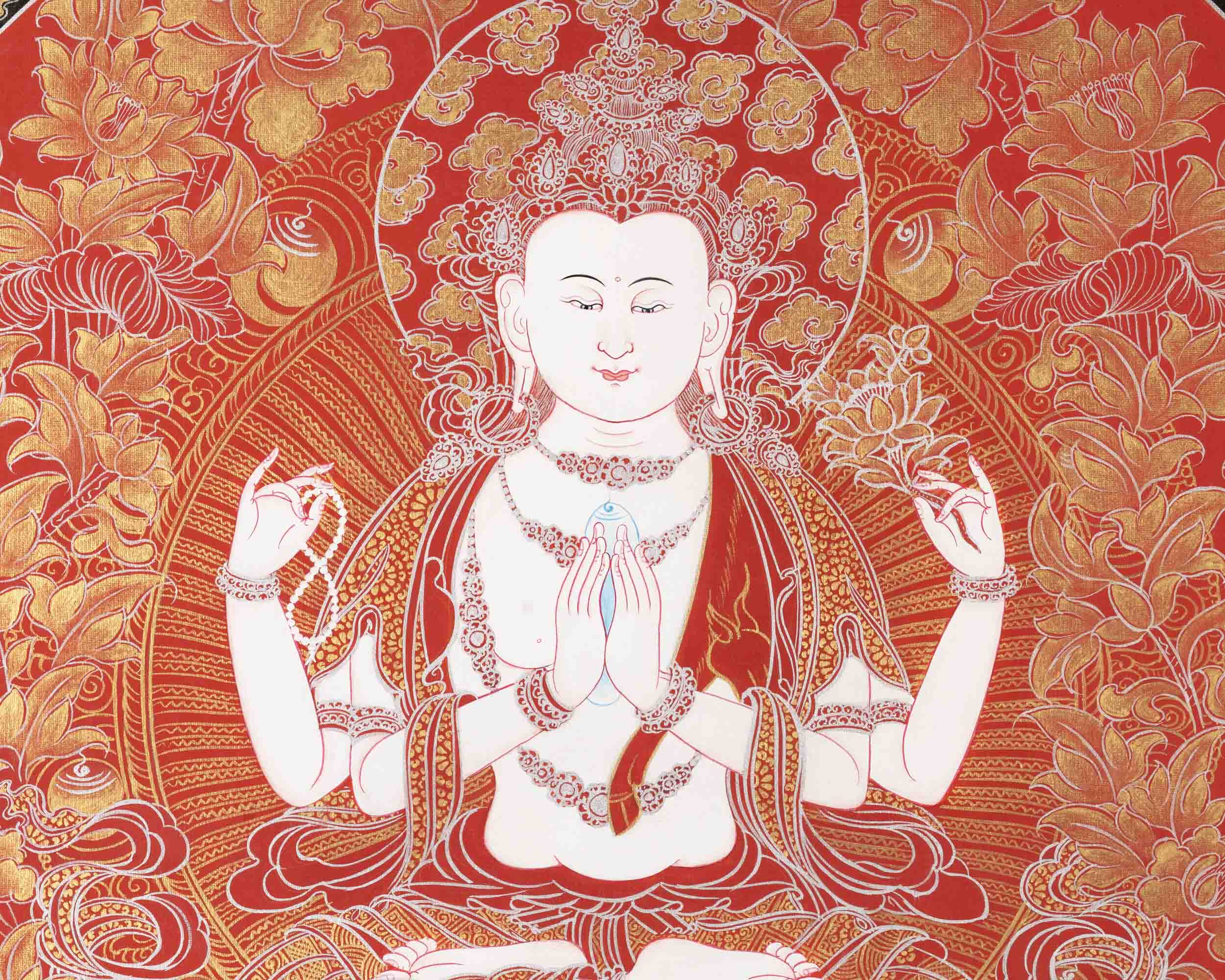 Bodhisattva Chenresig Thangka | Religious Buddhist Painting