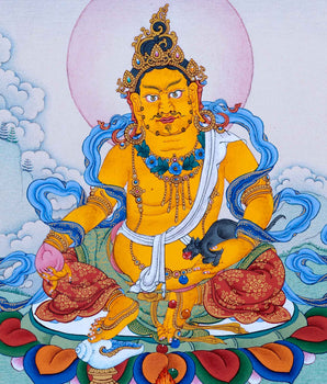 Yellow Dzambhala Thangka | Traditional Hand Painted Art