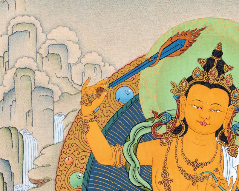 Manjushri Bodhisattva Thangka, Tibetan Thangka Painting