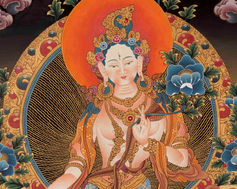 Religious White Tara Thangka | Female Bodhisattva