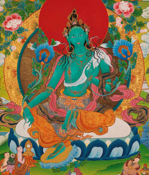 Mother Green Tara Thangka | Traditional Tibetan Buddhist Painting