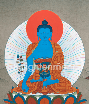 Blessings of the Medicine Buddha | Hand-Painted Tibetan Thangka Painting | Spiritual Wall Hanging Decor