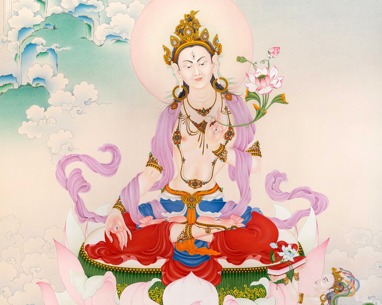 White Tara Digital Print | Mother Deity | LongLife Bodhisattva Thangka