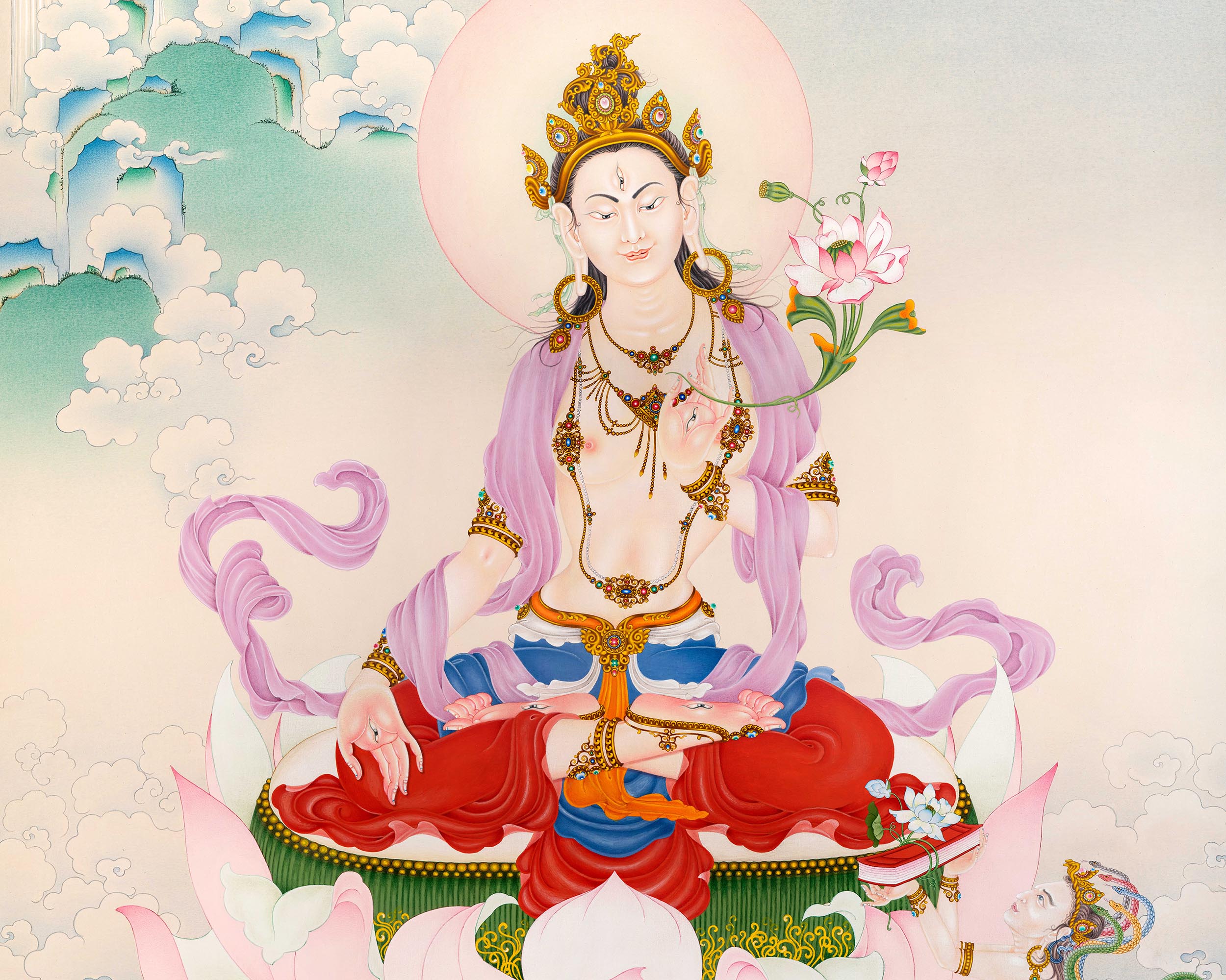 White Tara Digital Print | Mother Deity | LongLife Bodhisattva Thangka