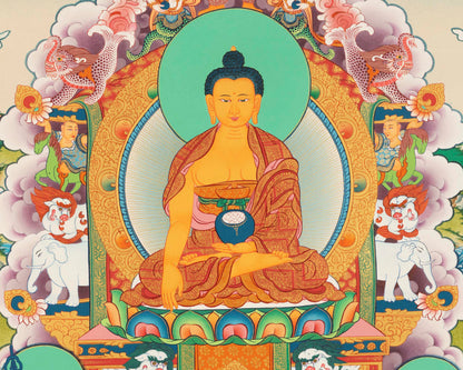 Himalayan Buddha Shakyamuni | Originally Hand-Painted Thangka