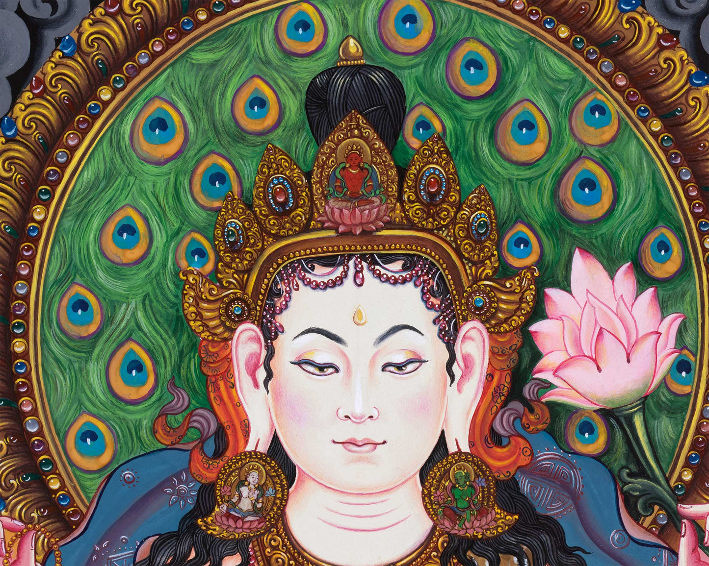 Chenrezig Bodhisattva Thangka Print | Bodhisattva Of Compassion | Buddhist Wall Décor