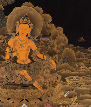 Acrylic Bodhisattva Manjushri Thangka | Tibetan Buddhist Art