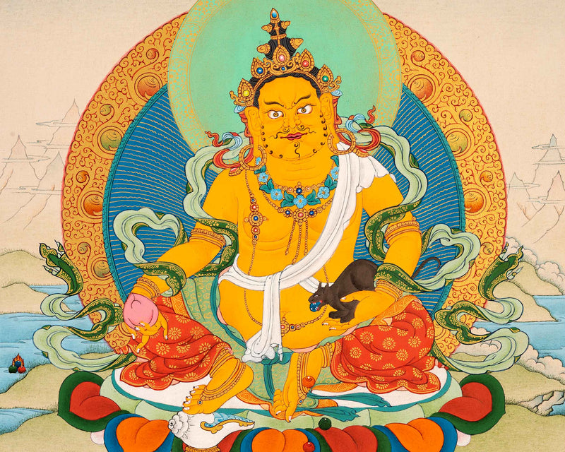 Small Thangka of Jambala, Buddhist Wealth Deity