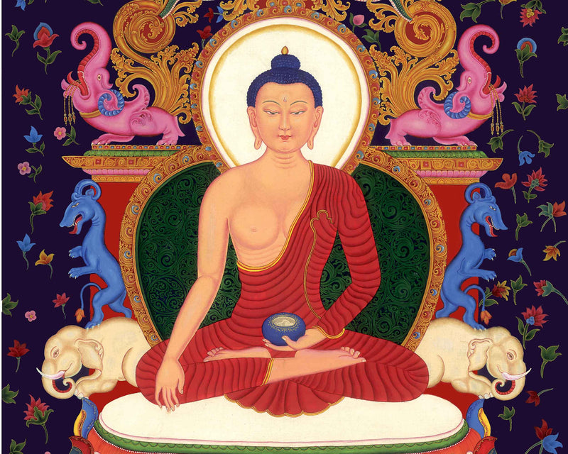 Tibetan Shakyamuni Buddha Thangka Print | Canvas Digital Print