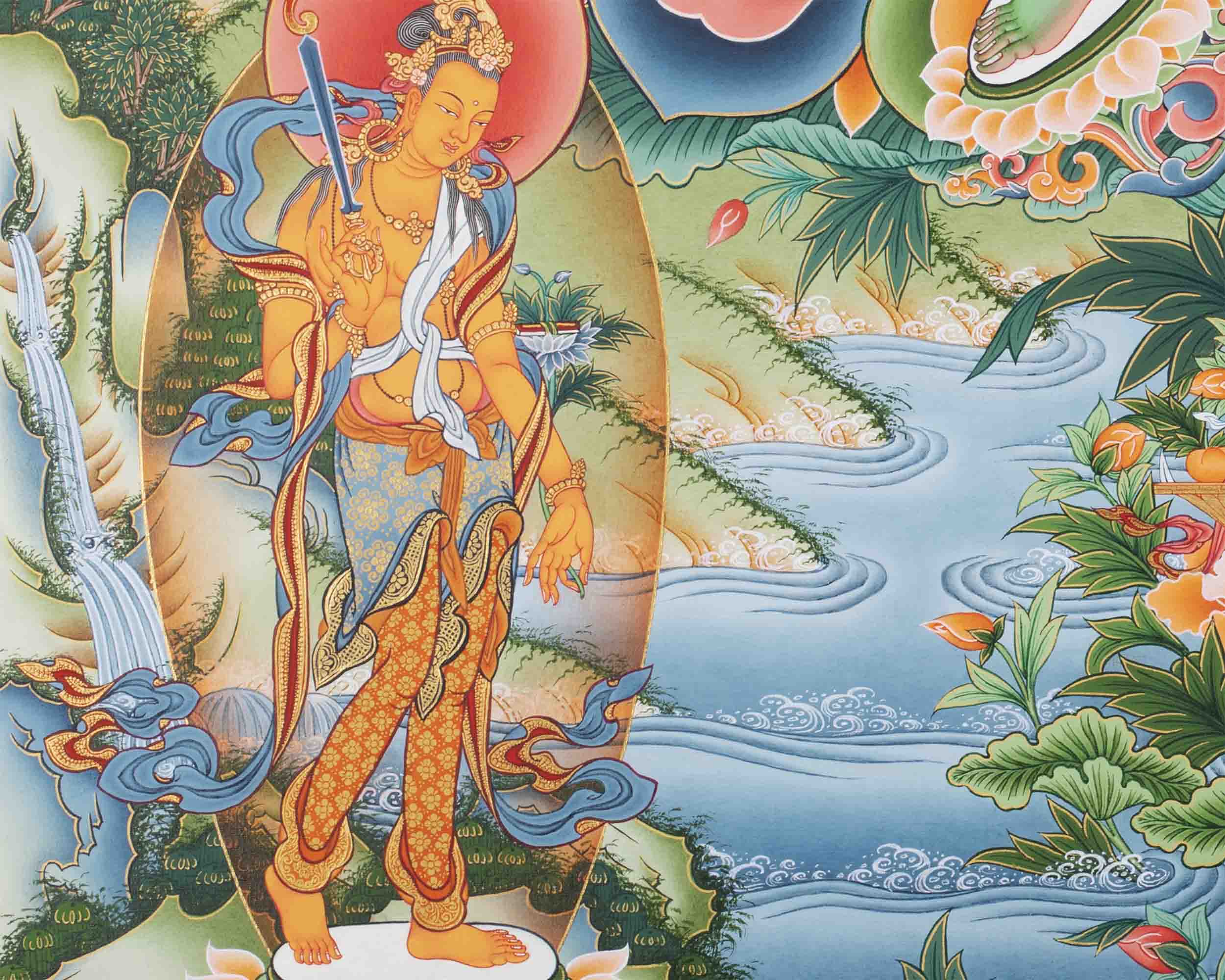 Arya Green Tara Print | Thangka Print | Religious Wall Decors