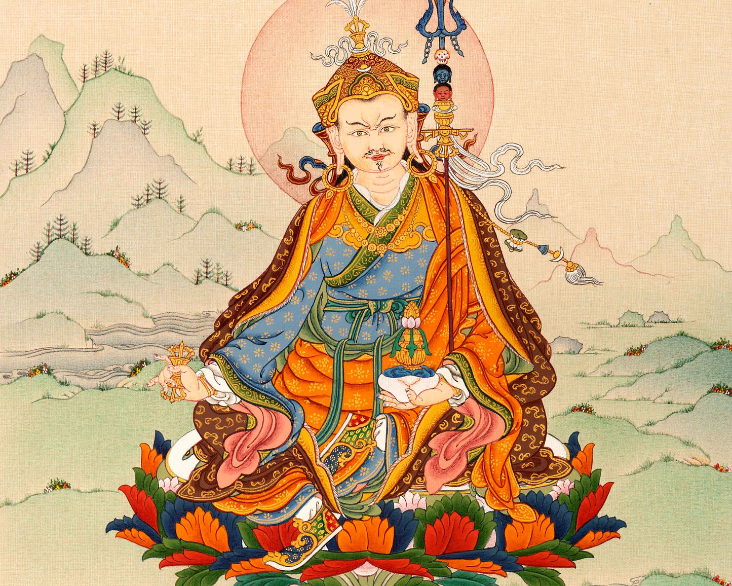 Guru Padmasambhava Thangka Art | Originally Hand Painted Tibetan Artwork