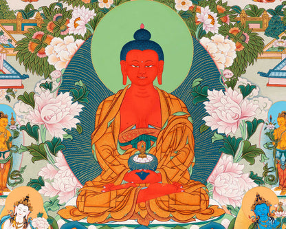 Buddha Amitabha Pureland Thangka, High Quality Giclee Canvas,Thangka Print