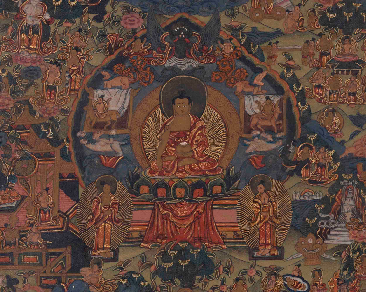 Life Of Shakyamuni Buddha | Traditional Tibetan Thangka | Wall Decors