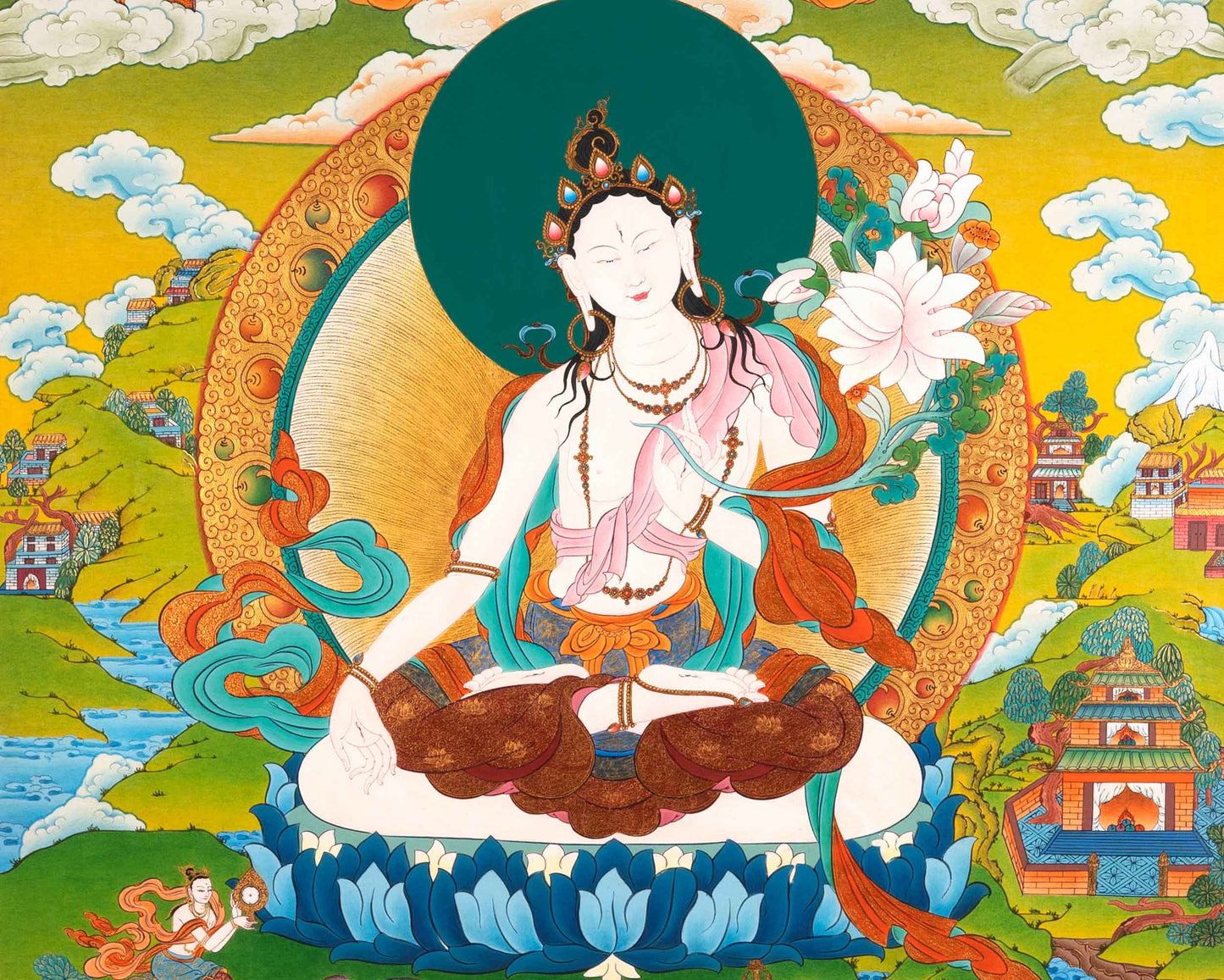 Buddha Tara Thangka | Traditionally Hand-Painted White Tara Art