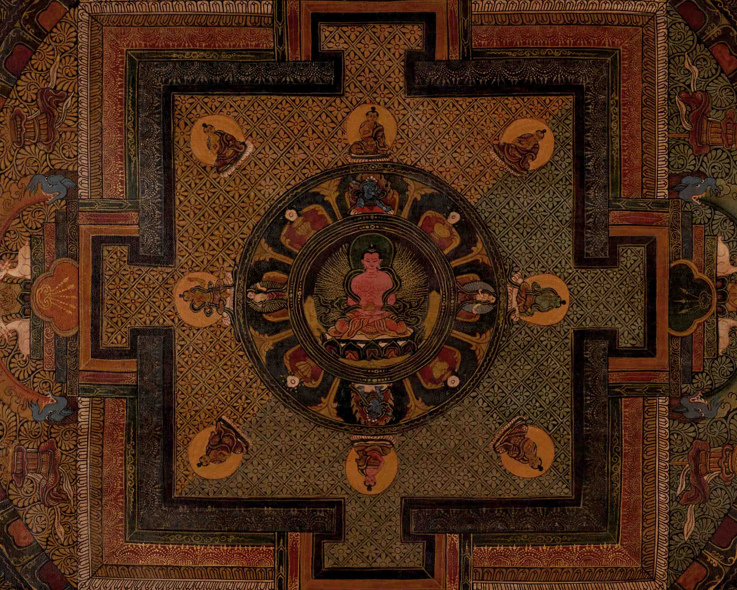 Amitayus Buddha Mandala | Traditional Tibetan Thangka | Wall Decors