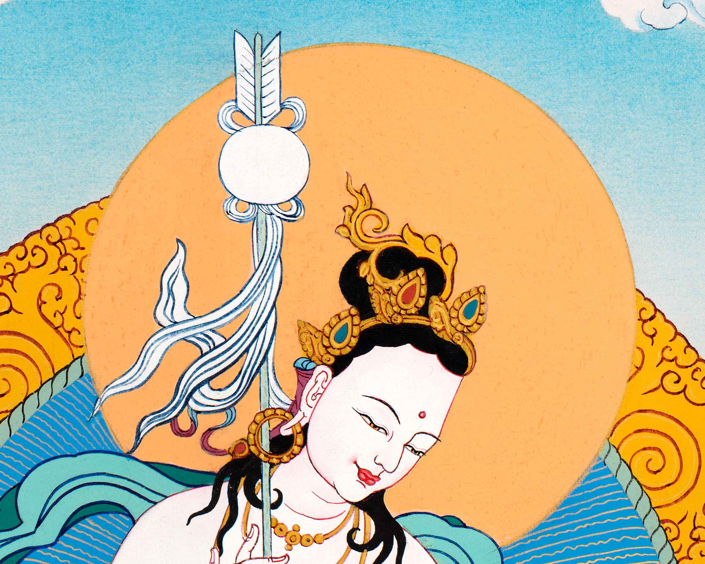 Lhacham Mandarva Thangka | Traditionally Hand Painted Tibetan Dakini Painting