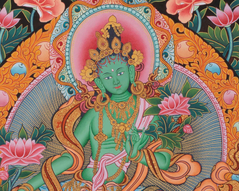 Green Tara Thangka | Rare Art