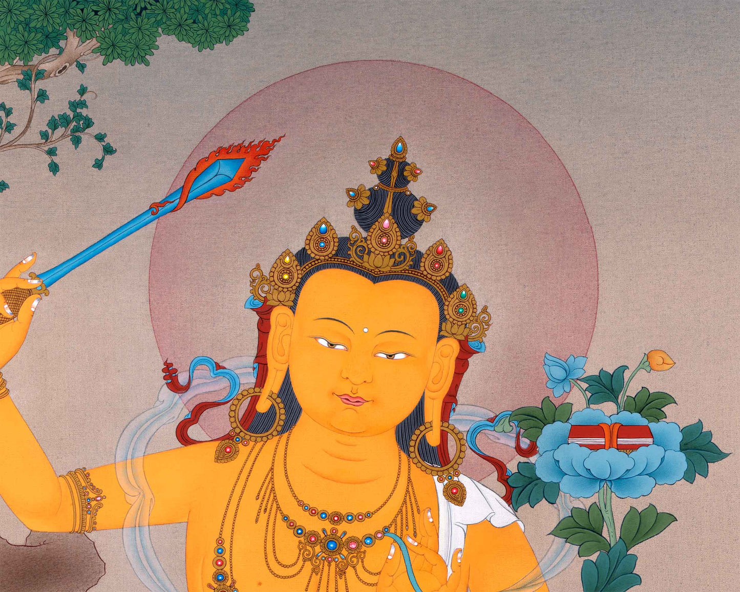 Manjushri Thangka Print | Manjushri Buddhism | Himalayan Art work