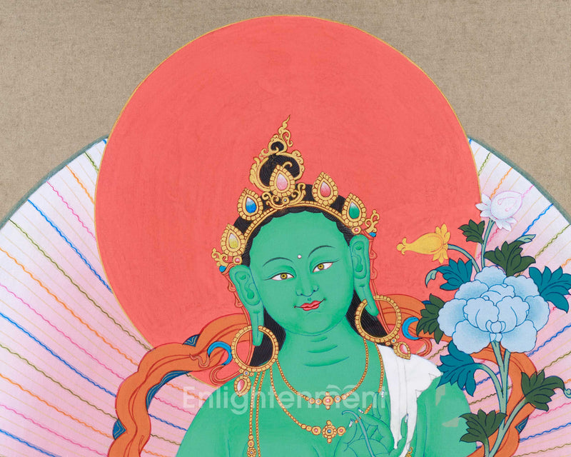 Buddhist Green Tara Thangka | Female Spiritual Art