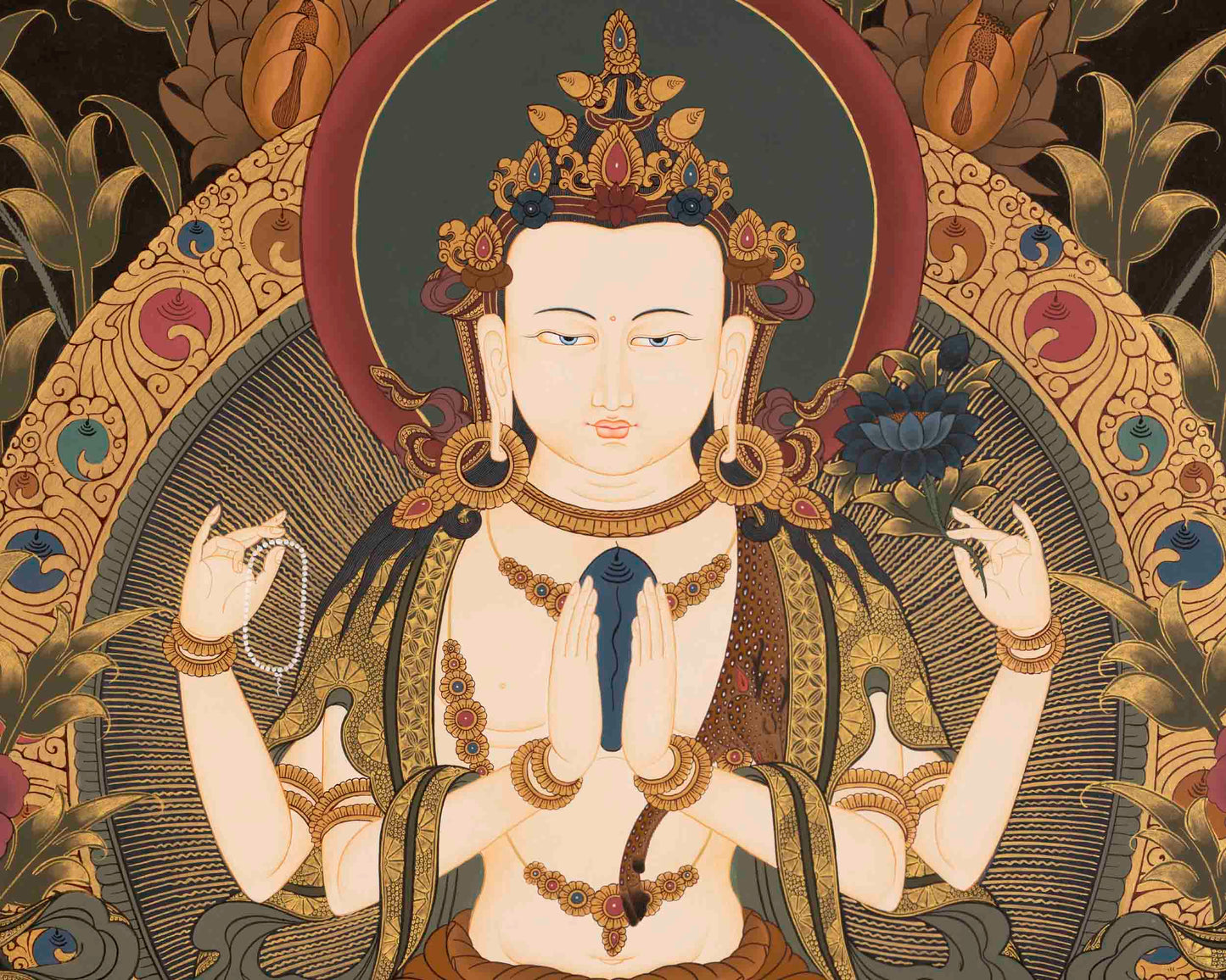 Avalokitesvara Chengrezig Thangka | Wall Hanging Yoga Thangka