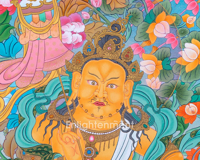 Hand-Painted Buddhist Wealth Deity | Namtoshe Thangka Art | Blessings of Wealth and Abundance