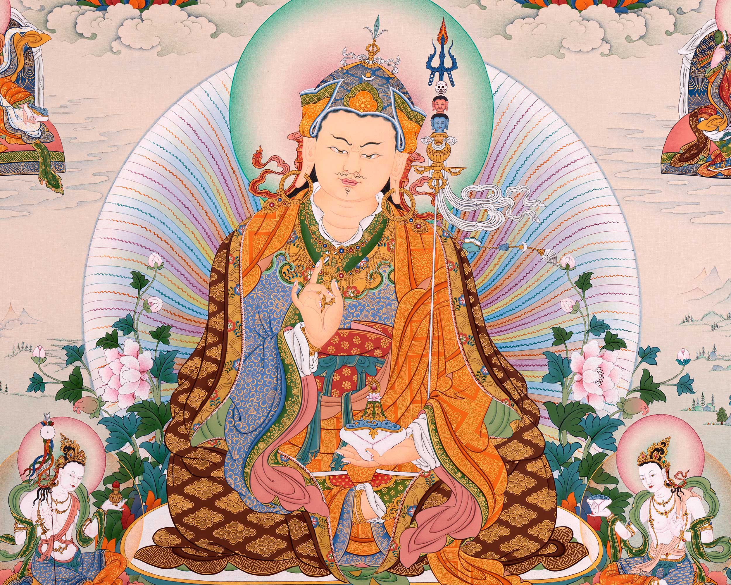 Guru Padmasambhava Manifestation Thangka | Tibetan Thangka Canvas Print