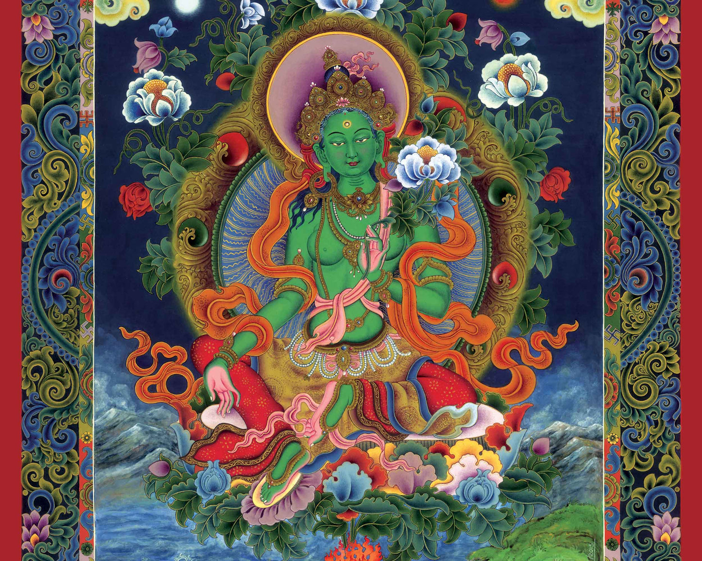 Green Tara Bodhisattva Thangka Prints | Digital Canvas Prints