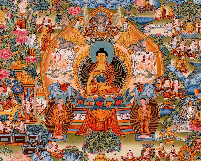 Life Story Of Shakyamuni Buddha | Traditional Thangka Art | Wall Decors