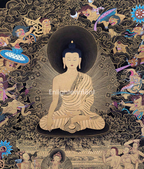 Buddha Shakyamuni And Mara Thangka Art | Traditional Hand Painted Artwork | Harmony Of Light And Darkness