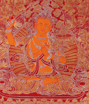 Manjushree Thangka Painting | Bodhisattva Of Wisdom | Religious Art