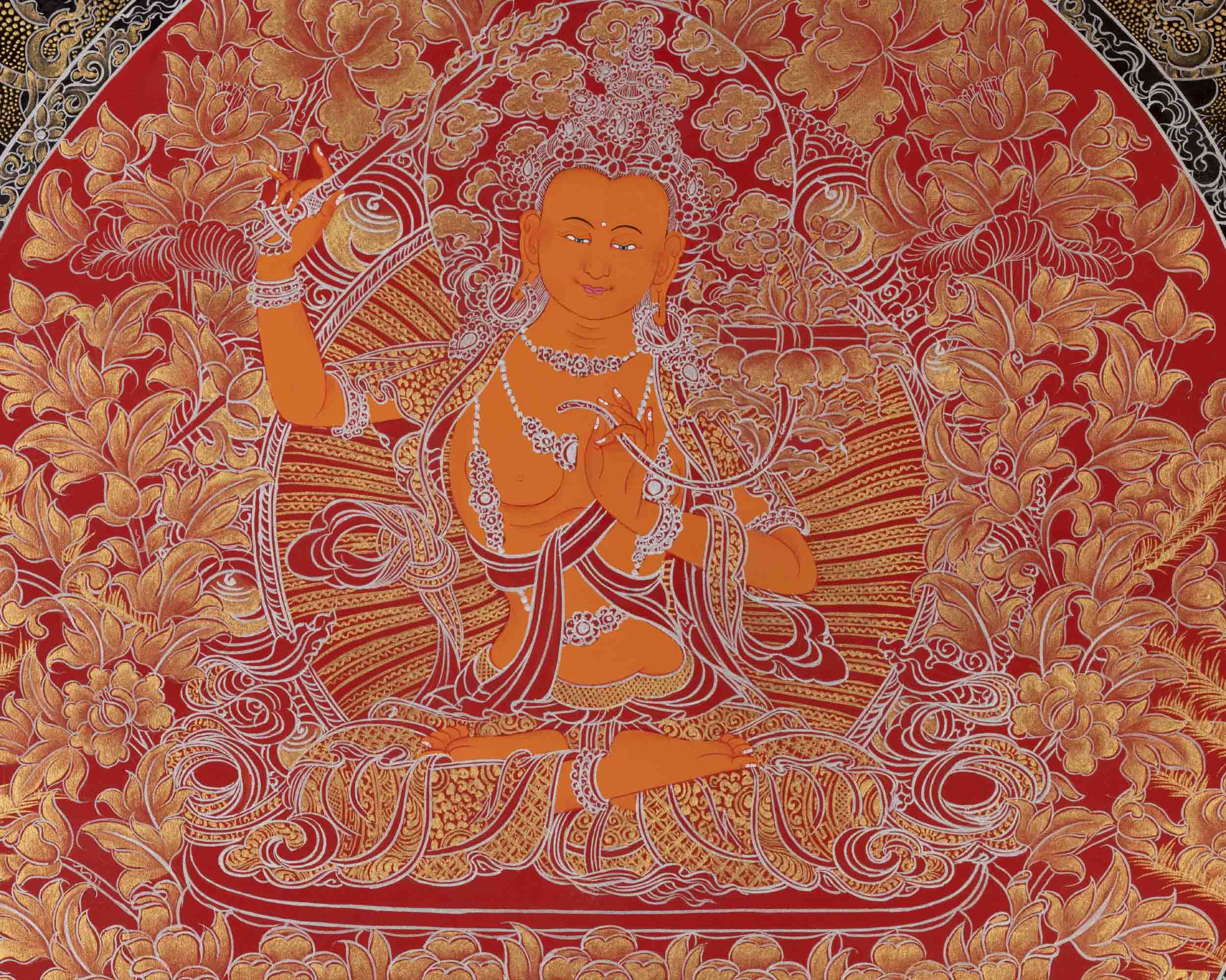 Manjushree Thangka Painting | Bodhisattva Of Wisdom | Religious Art