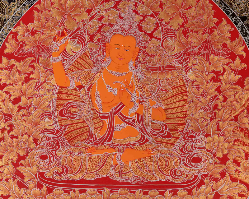 Manjushree Thangka Painting | Bodhisattva Of Wisdom | Religious Art