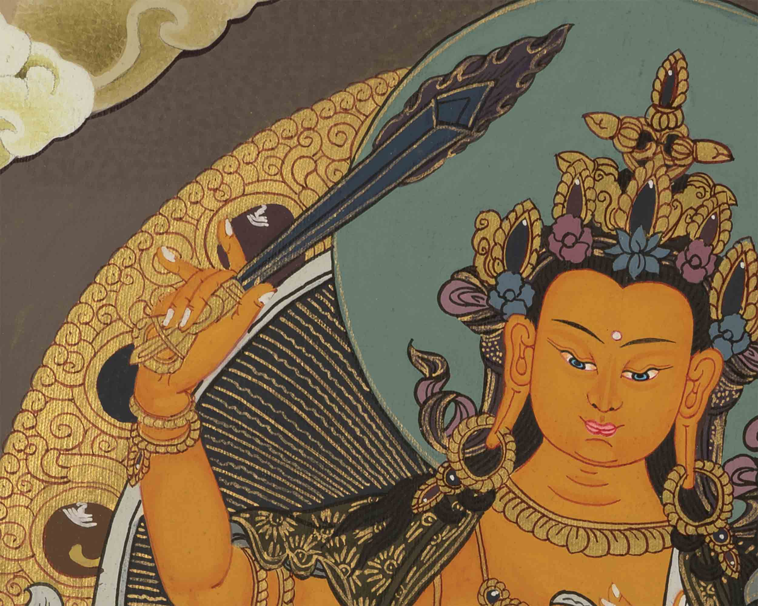 Manjushree Thangka Painting | Buddhist Wall Hanging